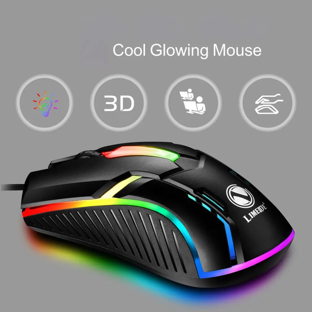 

Wired Mouse Fashion LED Light Optical Portable Mouse USB Plug And Play Mouse Ergonomic Professional Gaming Mice For Gaming 2021