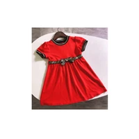 new 2021 summer fashion kids clothes girl dress stitching brand letter style short sleeve baby girl princess dress 1 8 years