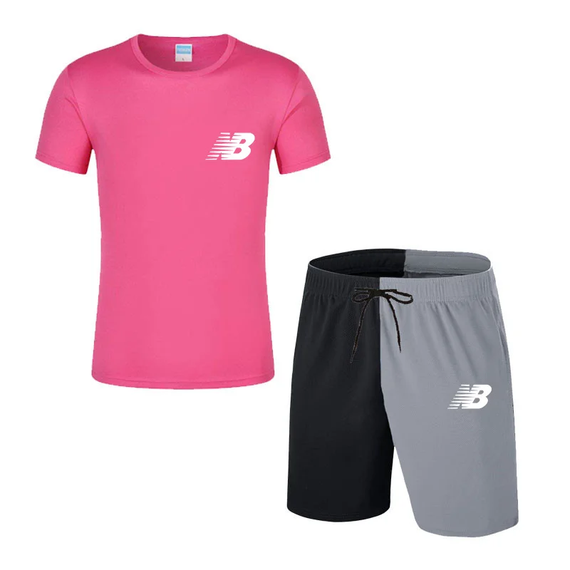 

2021new Summer Fashion Leisure brand Men's Set Tracksuit Sportswear Track Suits Male Sweatsuit Short Sleeves T shirt 2 piece set