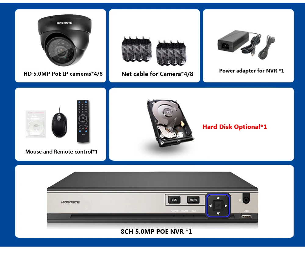 POE NVR 8CH Full HD комплект безопасности 24 шт. Инфракрасные светодиоды IP система наблюдения ссtv комната/вилла улица купольная камера видео набор для наблюдения