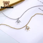 TS-SL010 высокое качество оригинальный милый испанский медведь драгоценный камень кулон ожерелье самодельные ювелирные изделия браслет из стерлингового серебра