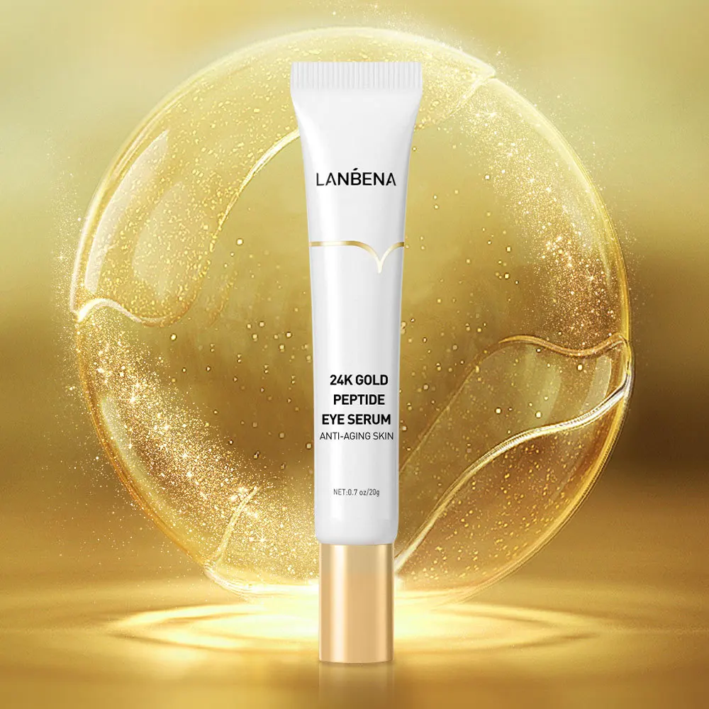 

LANBENA 24K Gold Peptide Eye Serum Fine Lines Moisturizing Essence Tighten skin Reduce Dark Puffiness Circles Massage Head 20g