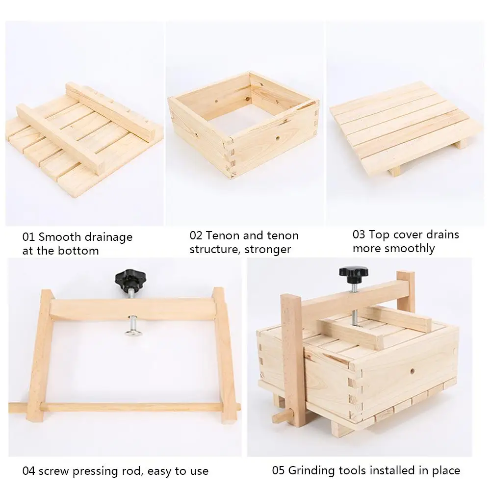Ручной пресс для приготовления сыра тофу 2 в 1 3 шт. ткани из натурального дерева