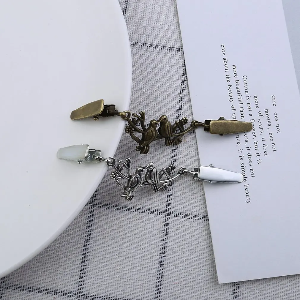 Korean Version Of The Simple Personality Alloy Bird Shape Open Clips Wild Sweater Clip Clothing Link Buckle Ancient Silver | Украшения и