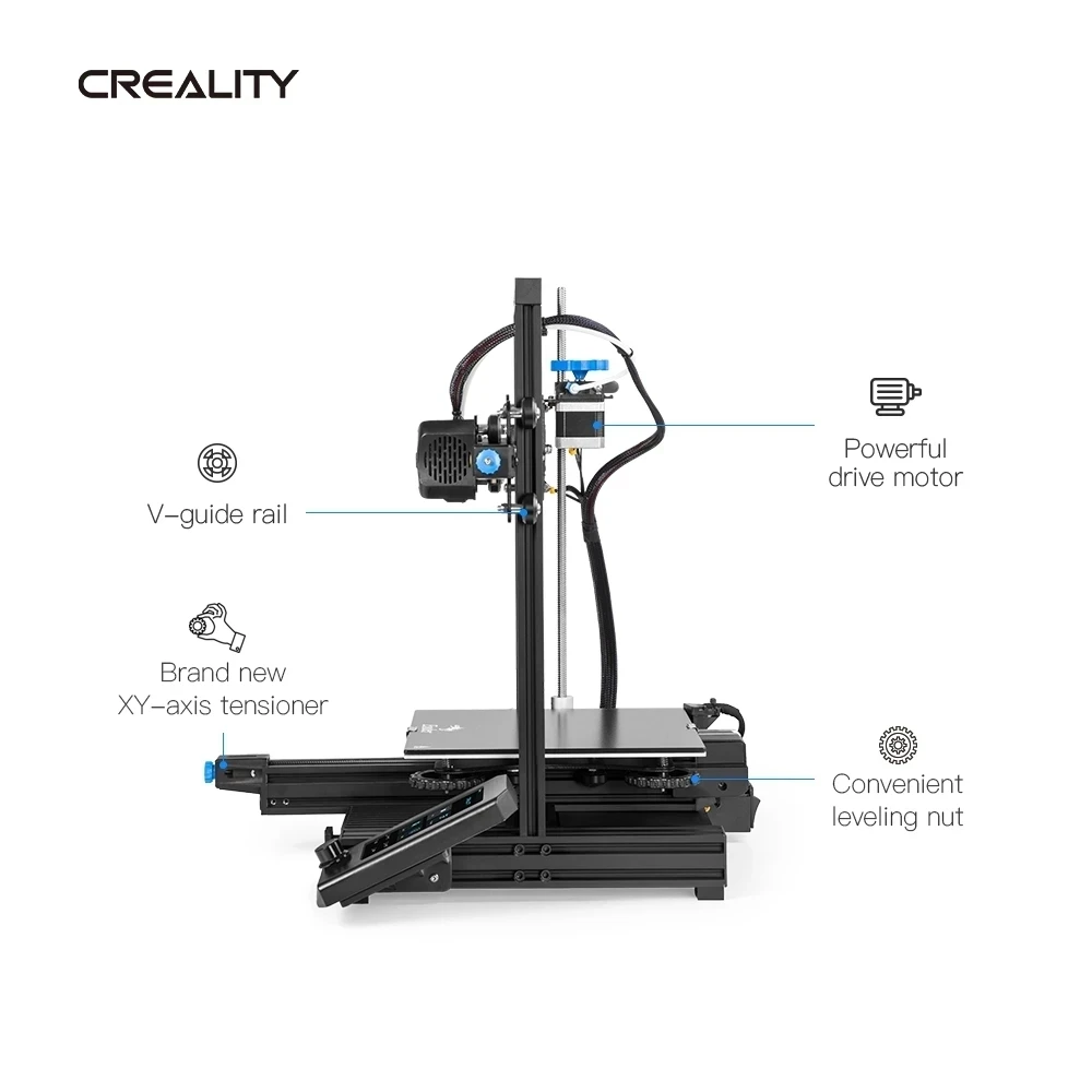 Плата управления CREALITY 3D Ender-3 V2 с бесшумными шаговыми двигателями TMC2208, новым пользовательским интерфейсом и 4,3-дюймовым цветным ЖК-дисплеем, стеклянной карборундовой печатью на принтере.