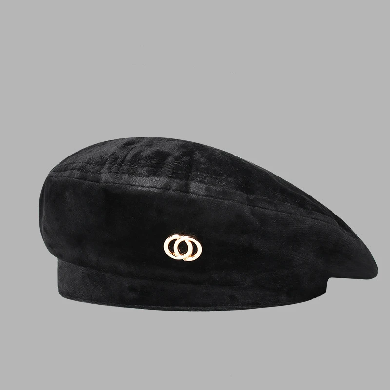 

Luxury Brand Design Beret Female Autumn Black Cashmere Octagonal Hat Net British Retro Painter Hat Winter for Women Hats Caps