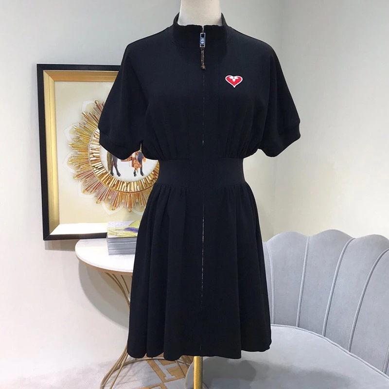 

2021 Spring A-Line Party Dress Women Retro Round Neck Slim Long Dress Autumn Short Sleeve Office Lady Dress Vestidos