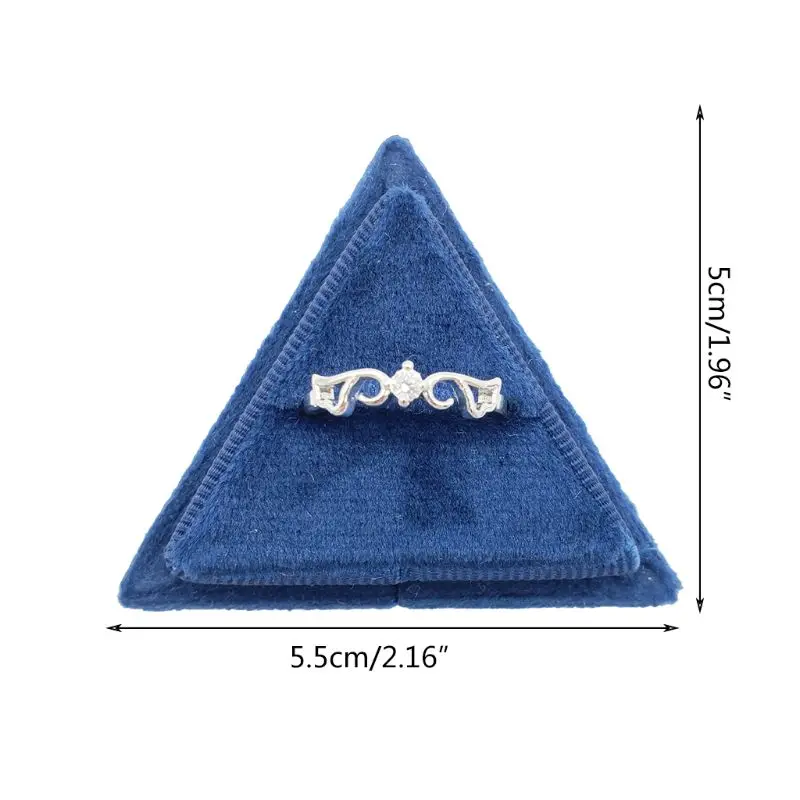 

Trangle Velvet Ring Box Double Ring Display Holder with Detachable Lid Ring Box Holder for Wedding Ceremony