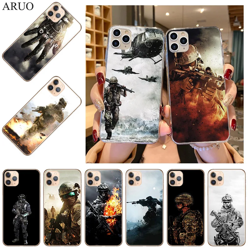 

Phone Case For iPhone 13 11 12 Pro Max XS Max XR X Power Army Soldier Soft TPU Silicone For iPhone 6s 7 8 Plus SE2020 Back Cover
