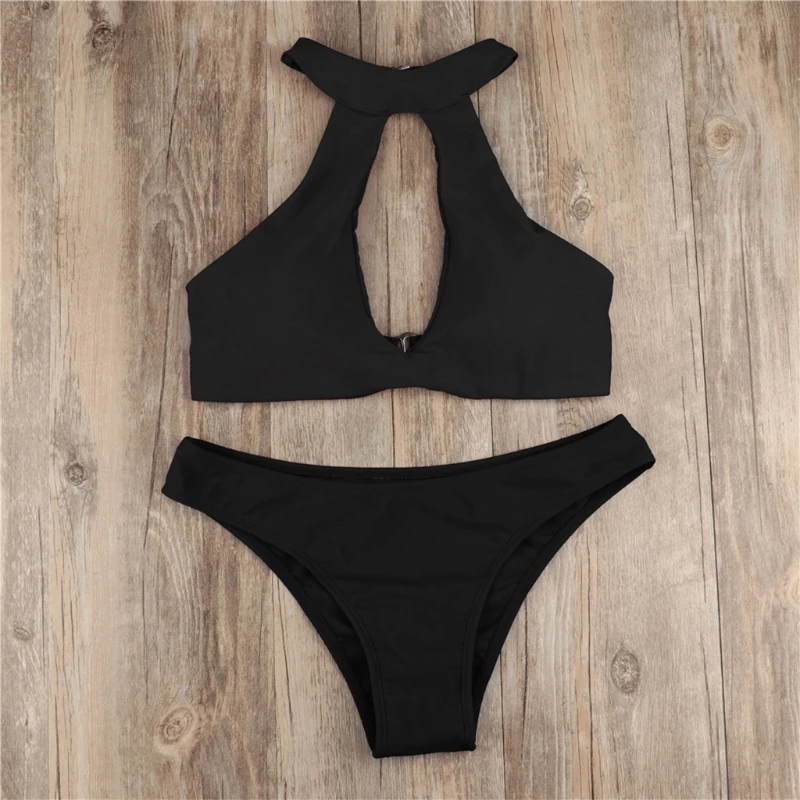 

Women's Bathing Suits Plus Size Bikini High Waisted Bottoms Two Piece Padded cup Swimsuits E56F