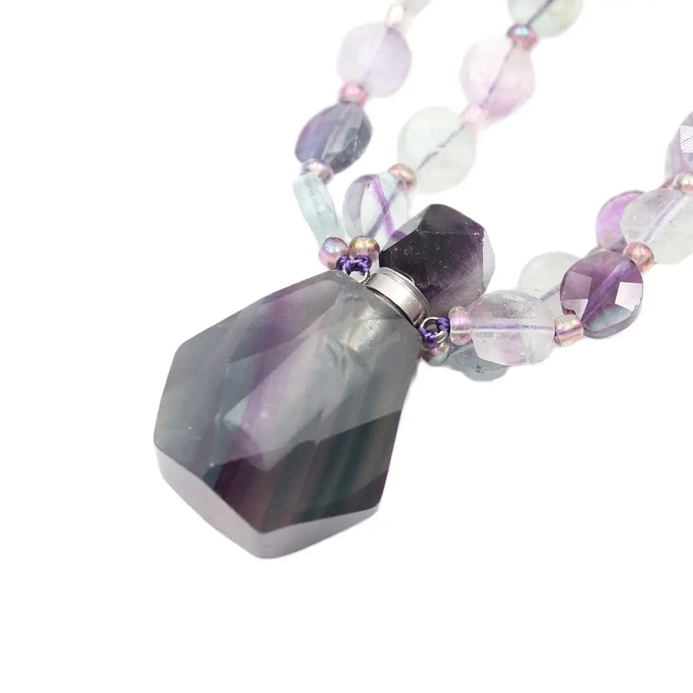 

Ювелирные изделия GuaiGuai, 2 ряда флюоритов натурального цвета, ожерелье из ограненных камней флюорит, подвеска в виде бутылочки парфюма ручная работа для женщин