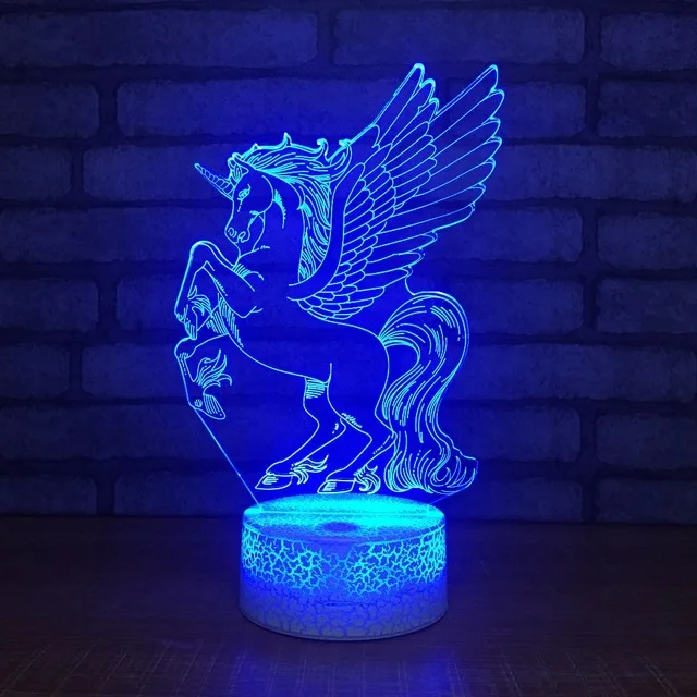 Единорог 3d 7 цветов меняющий Ночной светильник Licht Ligero Leger детская Светодиодная настольная лампа Lampa Lampara ночной Светильник Прямая поставка - Испускаемый цвет: 7 Colors Changeable