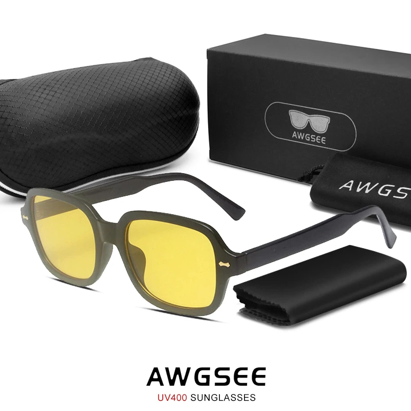 

AWGSEE Rounded Small Rectangle Vintage Sunglasses Women Brand Rivets Designer Frame Square Sun Glasses Men Shades Gafas UV400