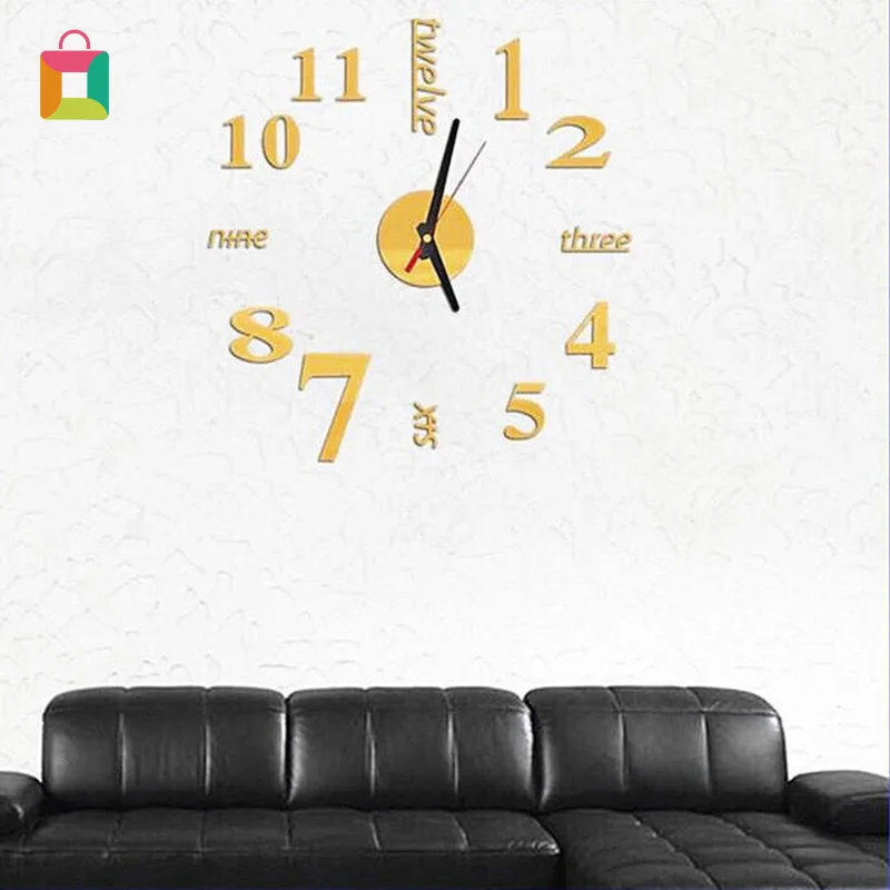 

Modern Large Wall Clock 3d Mirror Sticker Unique Big Number Watch Diy Decor Wall Clock Art Sticker Decal Home Modern Decoration