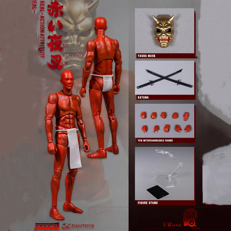 

DAMTOYS DPS08 1/12 Red YASHAMAN Hobbyist Action Figure 6'' Action Body With YASHA MASK Weapon Model