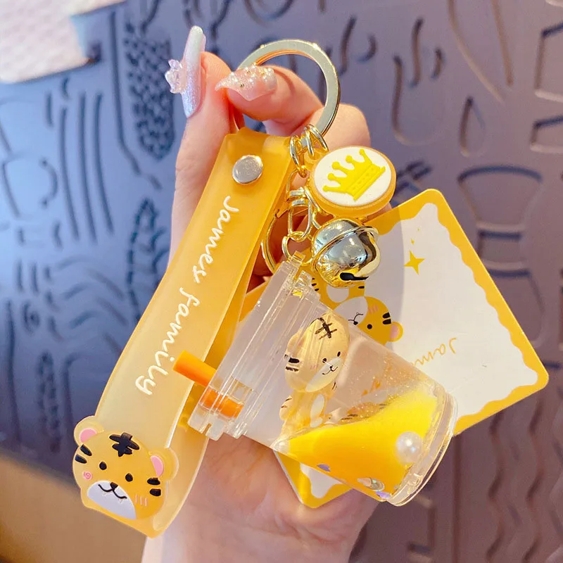 Брелок с рисунком сыпучего песка животных кроликов тигром плавающий бутылка