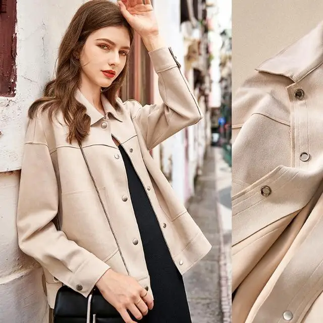 

Women 's 2021 New Short Coat Women 's Versatile Spring and Autumn Imitation Suede Loose Style Retro Top Jacket