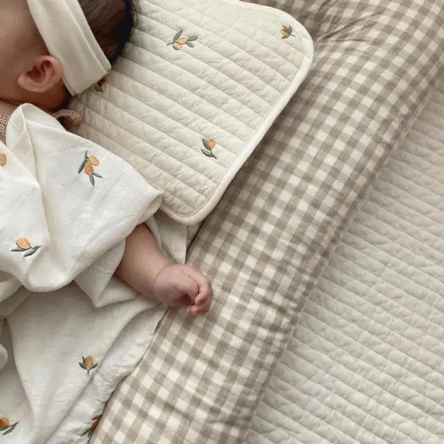 korea Toddler Baby Stitch Pillow Newborn Cute Embroidery Pattern Soft Infant Cotton Breathable Flat | Мать и ребенок