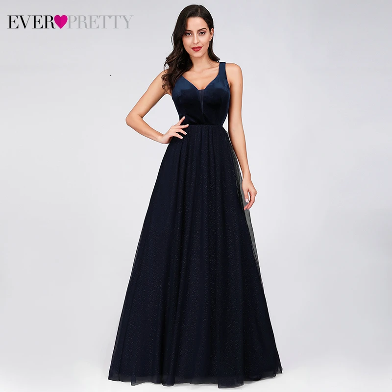 Элегантные велюровые вечерние платья Ever Pretty А-силуэта с двойным v-образным