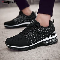 sports leisure large size mesh casual shoes lacing mens shoes breathable shoes sports flying knitting running mens sneakers