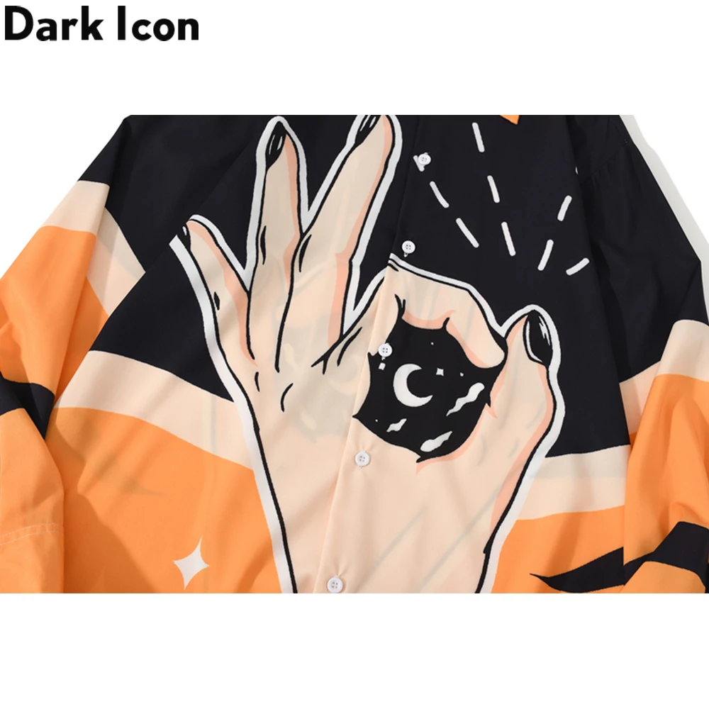 Мужская рубашка с забавным принтом Dark Icon уличная блузка длинным рукавом | одежда