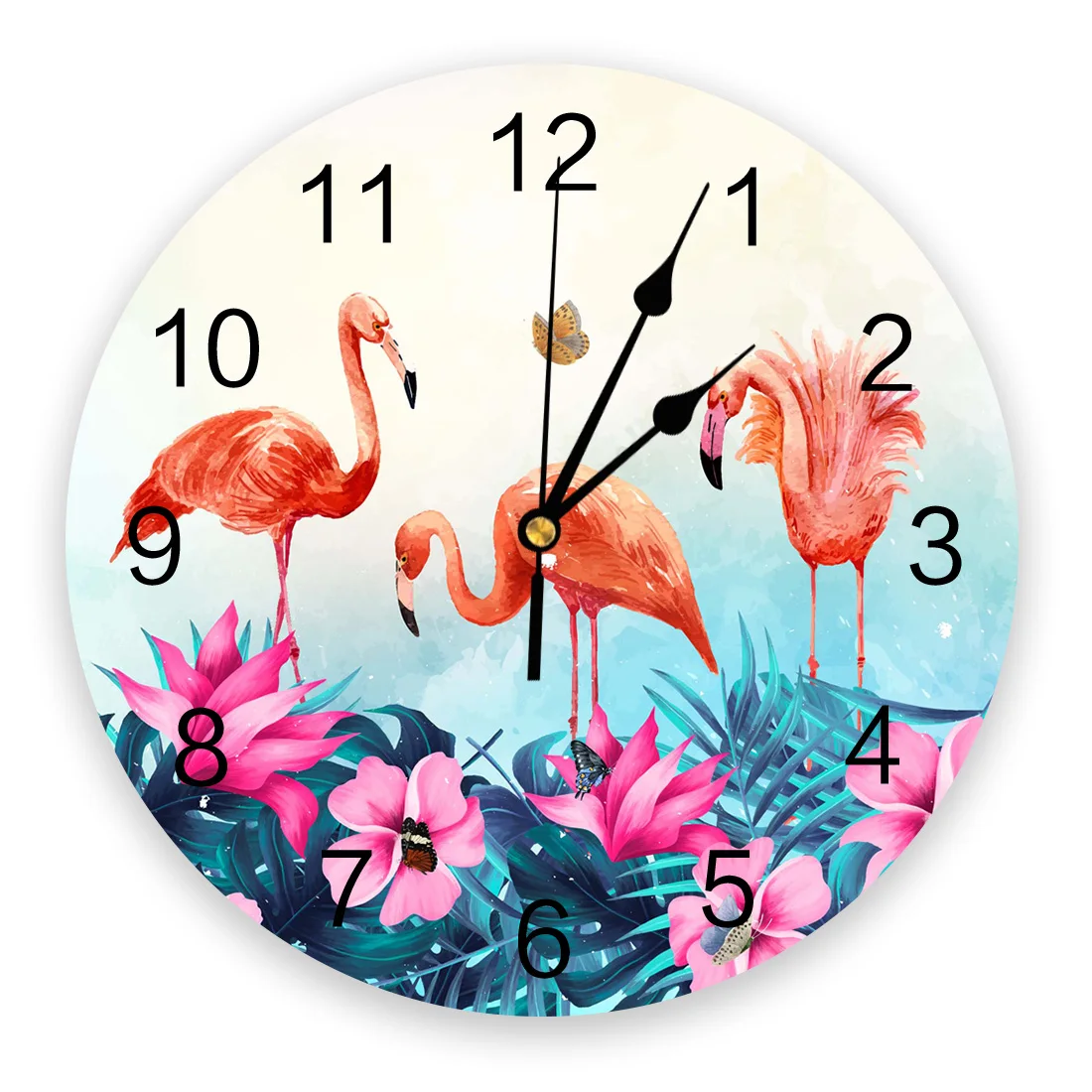 

Flamingo Flower ButterflyWall Clock Home Decor Bedroom Silent Wall Digital Clock Wall Clock Modern Design