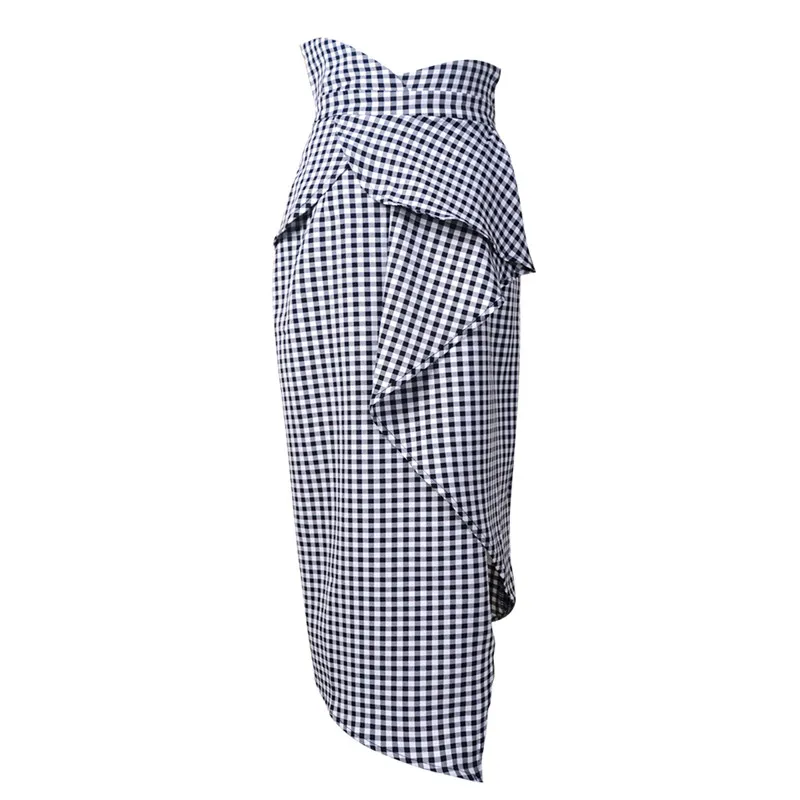 2019 Осенняя Новая женская модная юбка с оборкой высокой посадкой карандаш баской