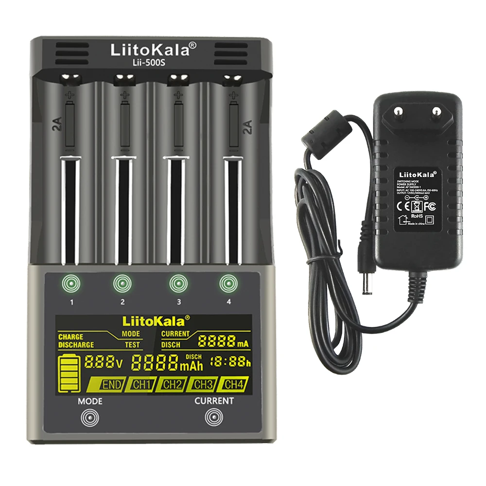 

LiitoKala lii-500 lii-500S lii-600 lii-PD4 LCD 3.7V 1.2V 18650 26650 16340 14500 18500 20700B 21700 Battery Charger with screen