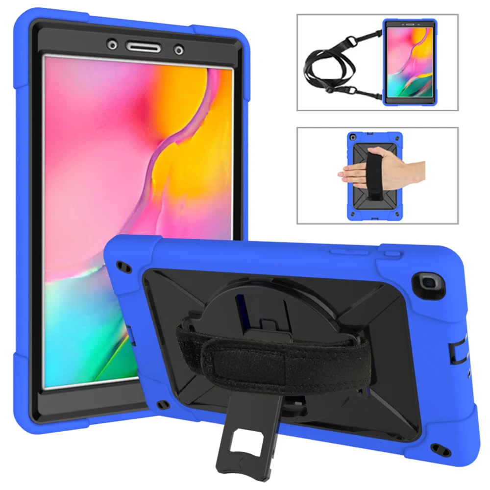 

Чехол для Samsung Galaxy Tab A8 (подходит для телефона/T295/T297), вращающаяся подставка с ремешком на плечо, трехслойная Защитная подставка