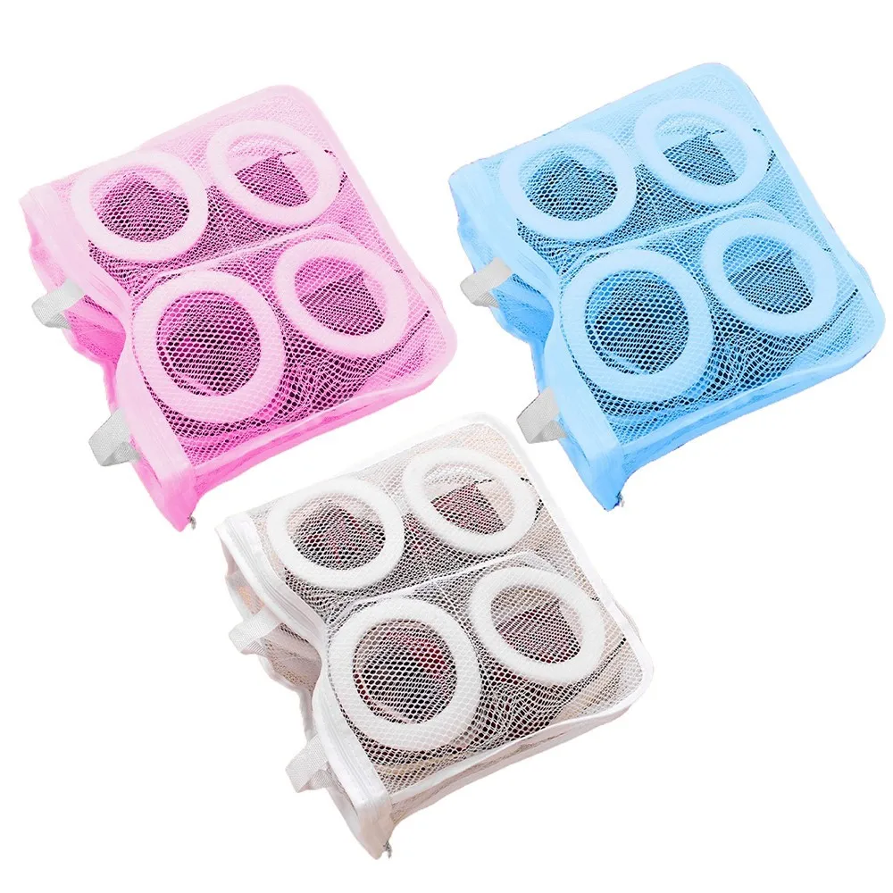 

Shoes Washing Bag Travel Portable Laundry Mesh Storage Bags for Sneakers Underwear Bra Clothing Protector in Machine Pink