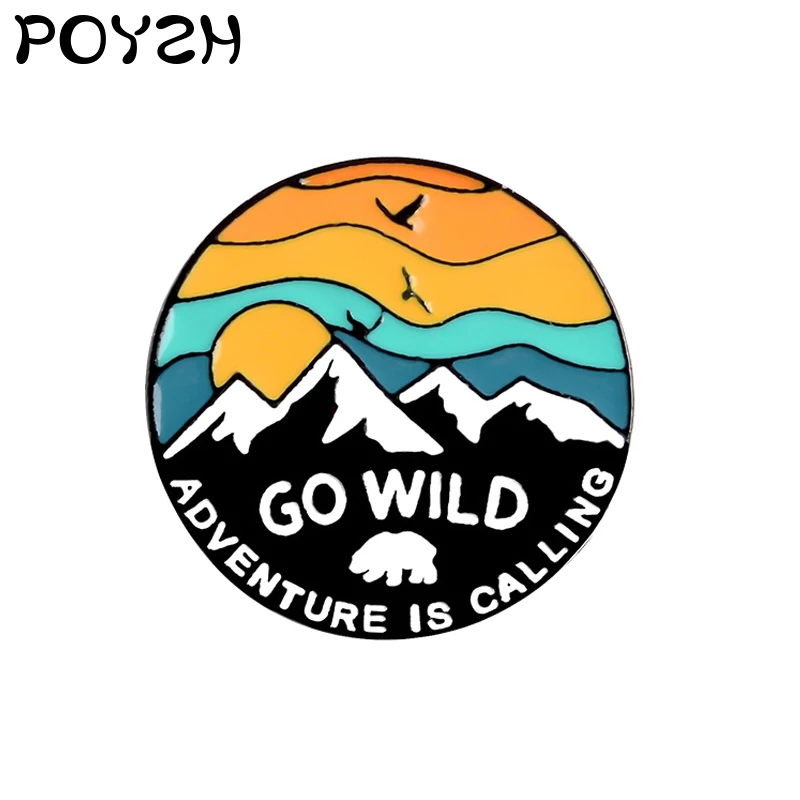 белый медведь GO WID эмаль брошка ADVENTURE IS CALLING Round эмблема Северный полюс снежная