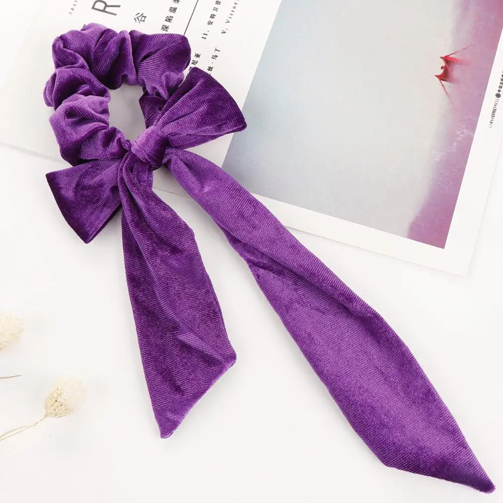 

The New Bow Scrunchie The Fashion Velvet Hair Rope For Women Simple And Generous Handmade Daily Hair Accessories