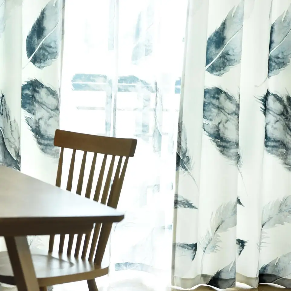 Grey Feather Curtain For Living Room Blackout Purple Sheer Voile Fabric Window Bedroom Linen Modern Shade Drape Blinds X615#30 | Дом и сад