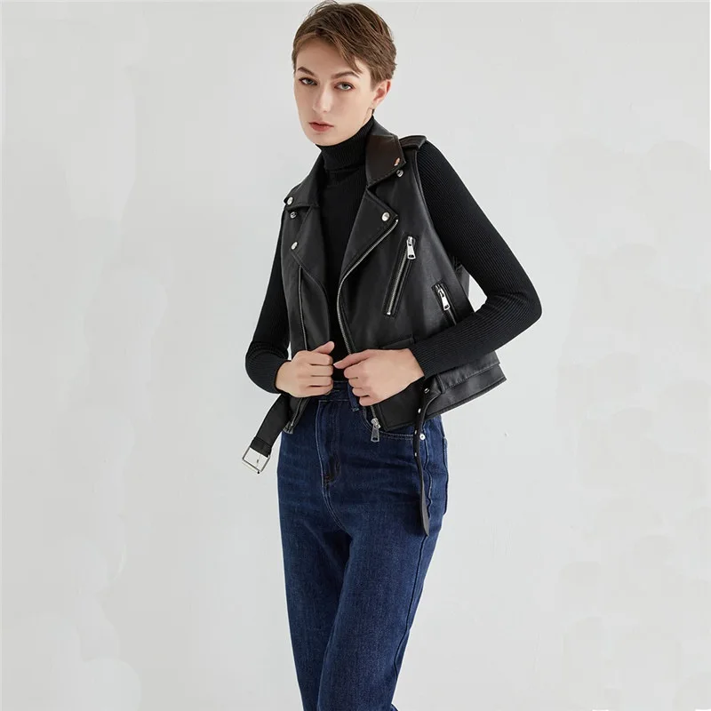 

Fashion Ladies Vintage Coats Faux Leather Waistcoat Gilet Biker Slim Sleeveless Jacket