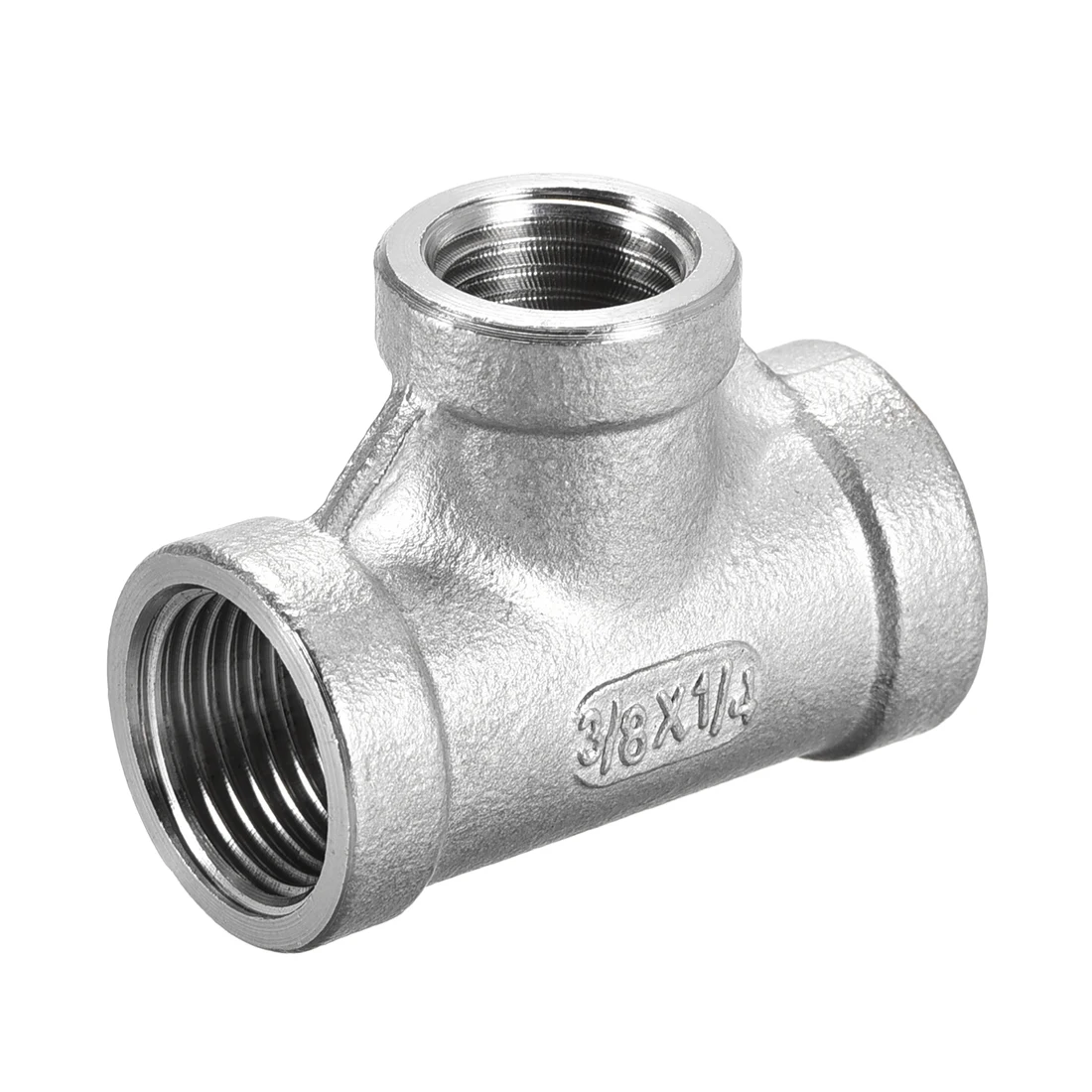 

uxcell Stainless Steel 304 Cast Pipe Fitting 3/8 BSPT x 1/4 BSPT x 3/8 BSPT Female Tee Shaped Connector Coupler