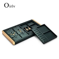 oirlv green pu leather ring earring bracelet necklace watch tray ring pendant earring watch storage jewelry box jewelry tray