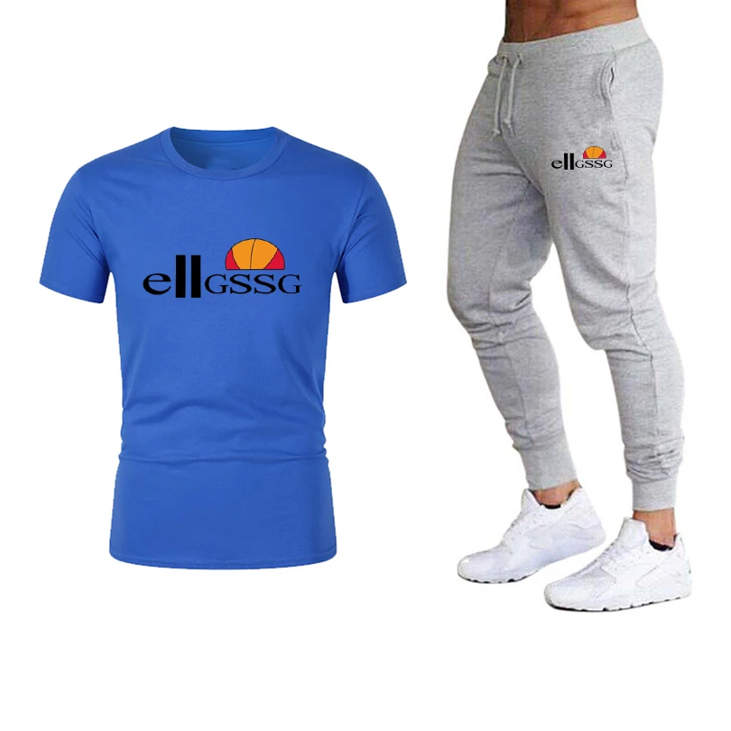 

EIIGSSG Hot Sale Men's Short-sleeved Sweatshirt + Pants Suit Casual Sports Basketball Suit Spring and Summer Brand Sports Suit