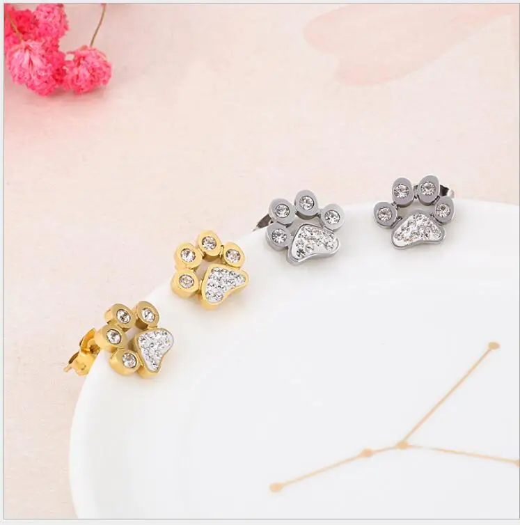 

Fashion Unisex Style Stainless Steel White Crystal Stud Earrings Ear Piercing Jewelry