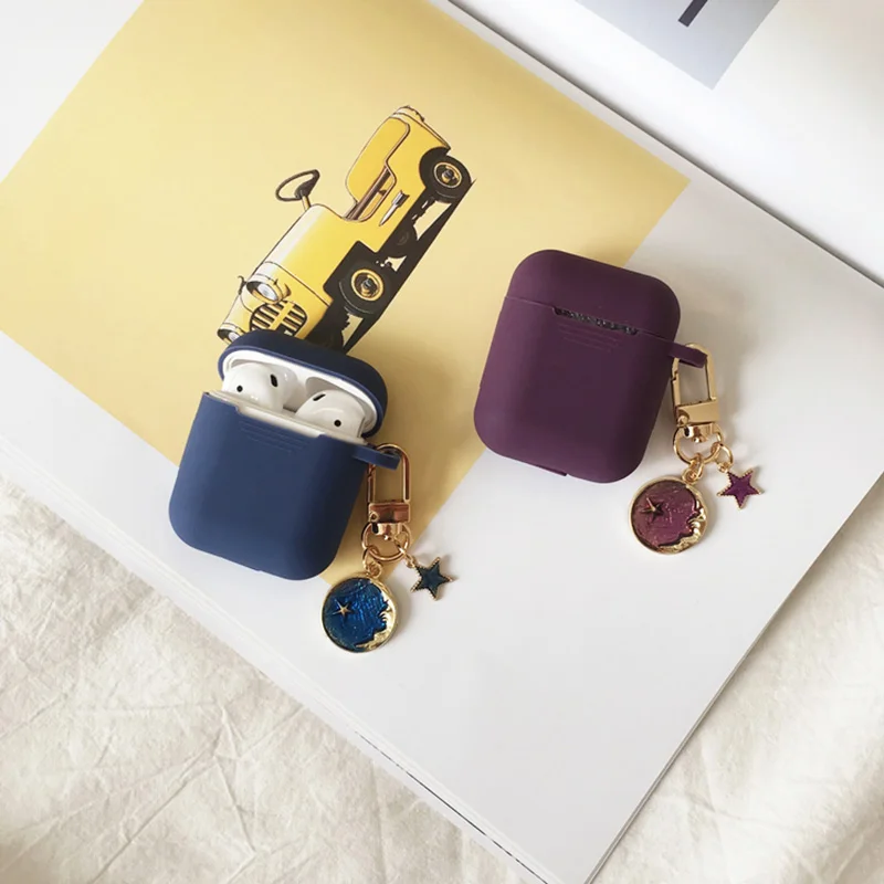 Роскошная Милая подвеска Звезда Луна для Apple Airpods 1 2 аксессуары чехол наушников