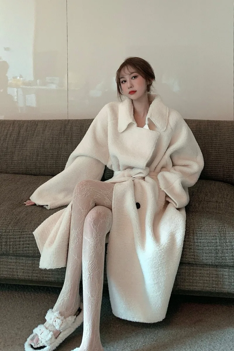 

Luxury Fashion Coat Wool Winter Korean Style Solid Color Woman Jacket Coat Clothing Oversize Surchemise Woman's Clothes EK50DY