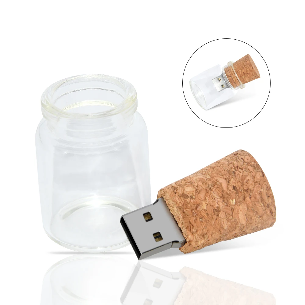 

USB 2.0 4GB 8GB 16GB 32GB 64GB 128GB Glass drift bottle with Cork USB Flash Drive glass bottle pendrive wedding gift