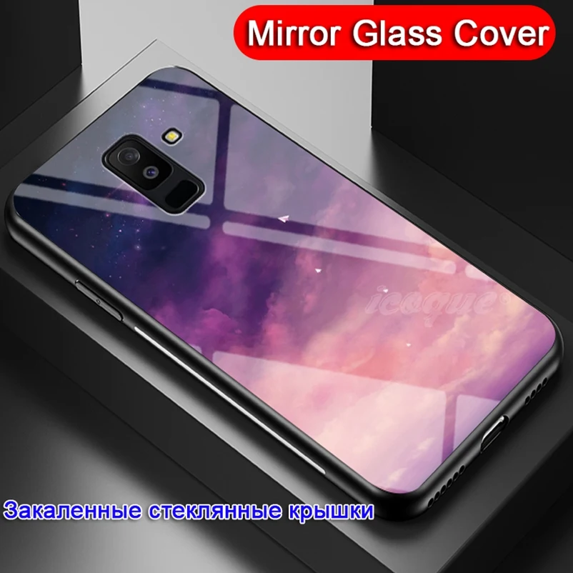 Стекло чехол для телефона Samsung Galaxy A8 A6 плюс J6 J4 J8 A9 Star A7 2018 роскошные кожаные Coque