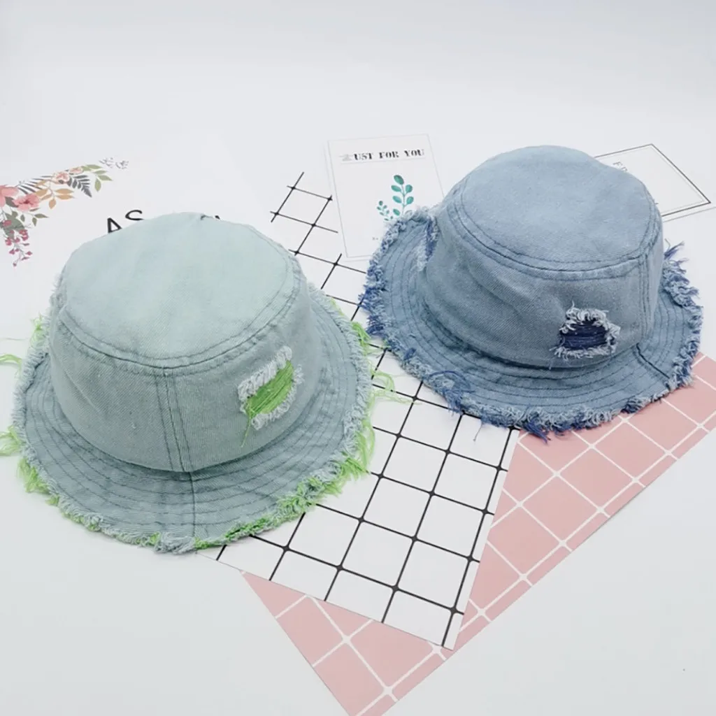 Детская летняя шапка милая мягкая джинсовая шляпа с принтом в рыбацком стиле для