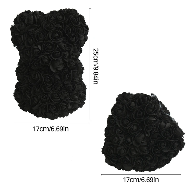 

10PCS Rose Bear Ring Necklace Set Wedding Party Decoration Valentine's Day Gift Foam Flowers Girlfriend Kid Gift Love Bear Dolls