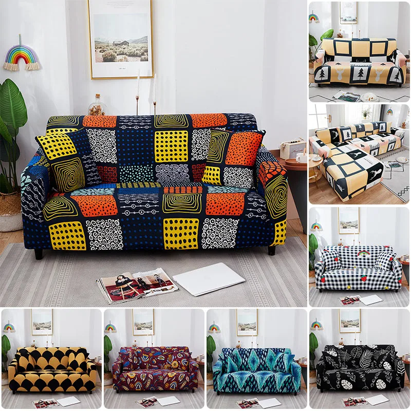 

Elastic Corner Sofa Cover Plaid Stretch Sofa Covers For Living Room Armchair Couch Slipcover Protector 1/2/3/4 Seater SFT003