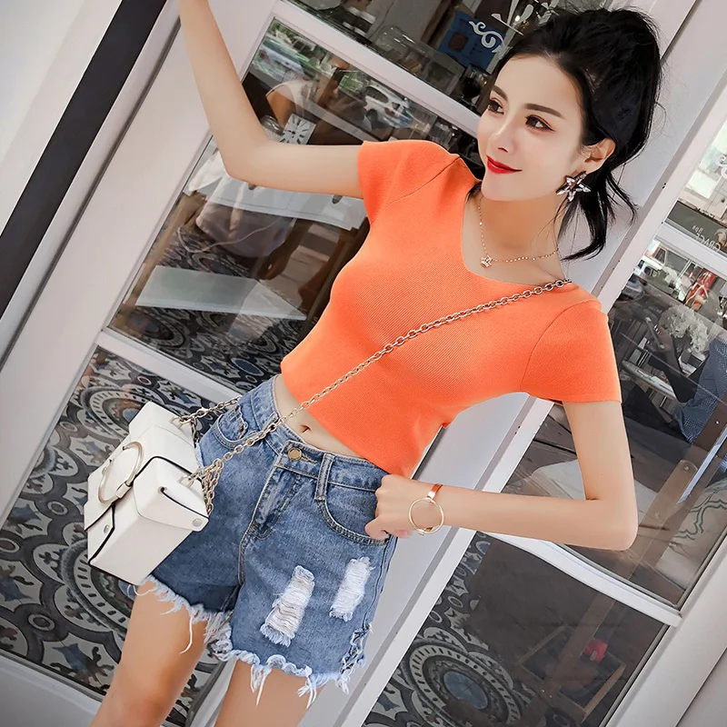 HELIAR женские футболки короткий топ с открытой спиной Женские трикотажные