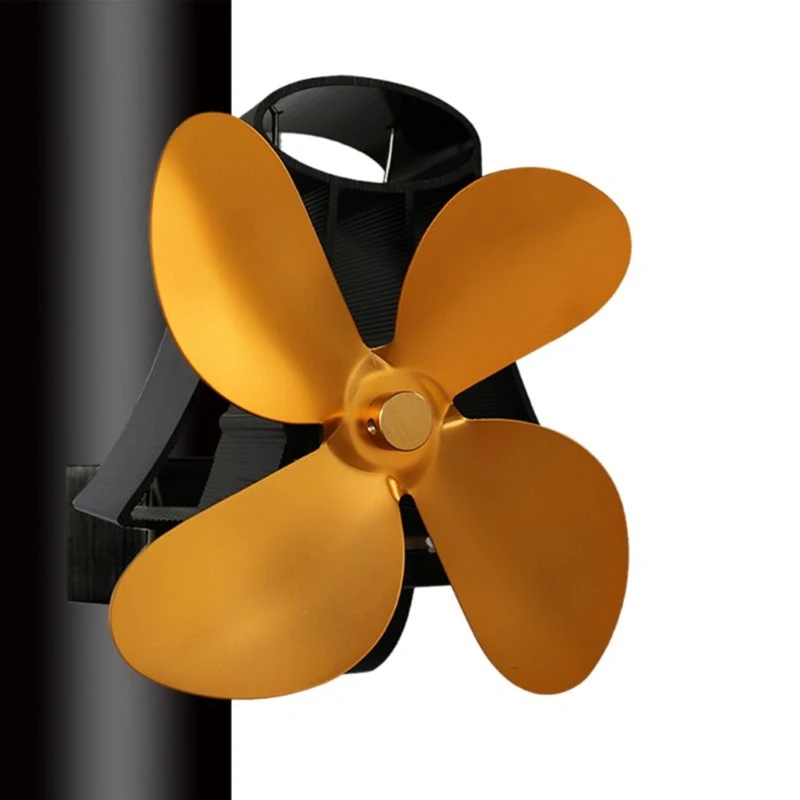 

Wall Mounted Heat Self-Powered Fireplace Stove Fan Quiet With 4 Blades
