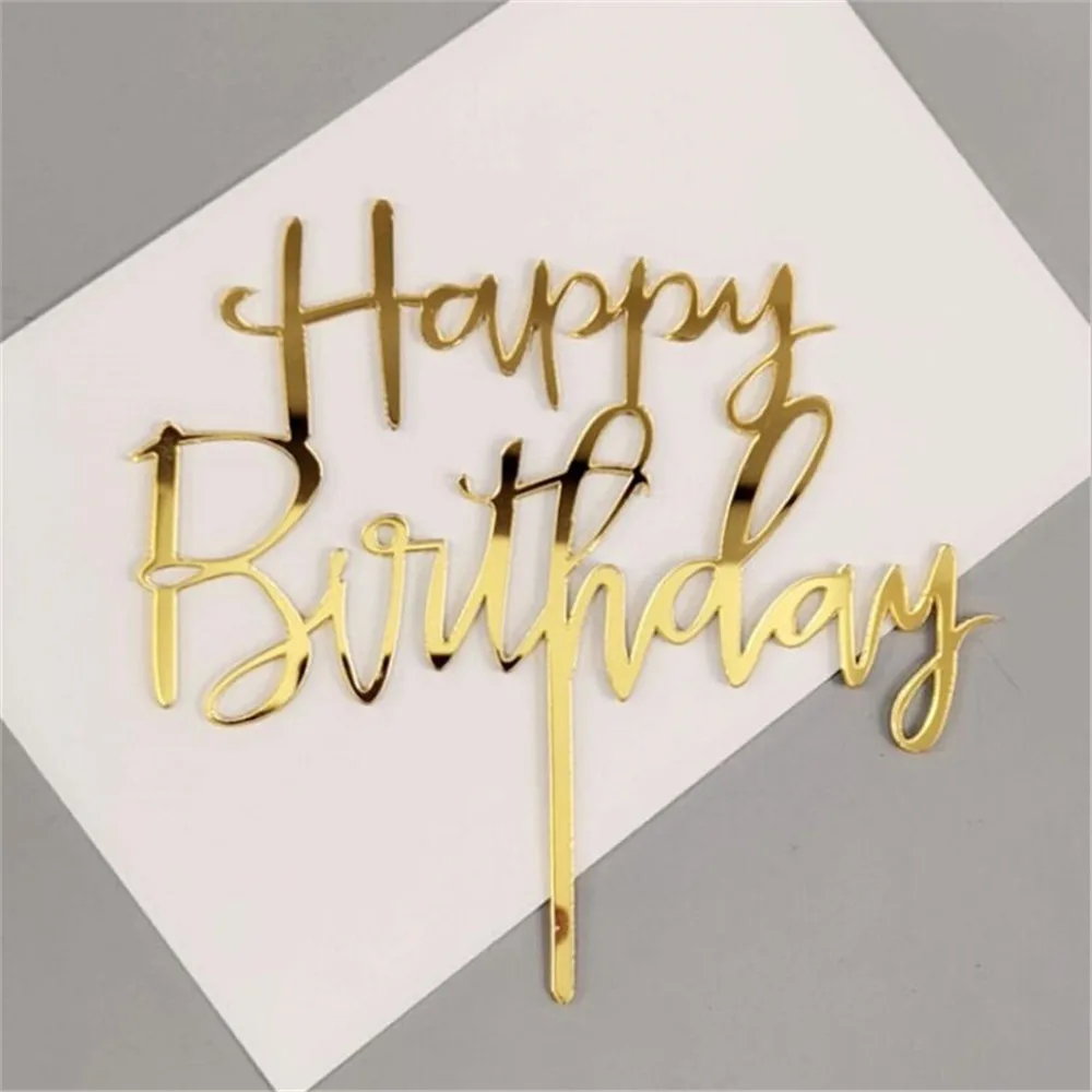 Топпер для торта С Днем Рождения акриловые украшения с надписью на день рождения