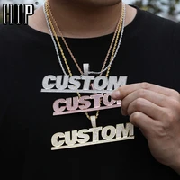 hip hop 3d custom name cubic zirconia iced bubble letters chain pendants necklaces for men jewelry with solid back