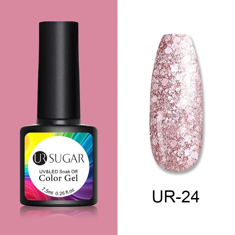 

UR SUGAR 7.5ml Rose Gold Glitter Gel Nail Polish Nude Color Series Led Nail Gel Varnish Semi Permanent Soak Off Nail varnish DIY